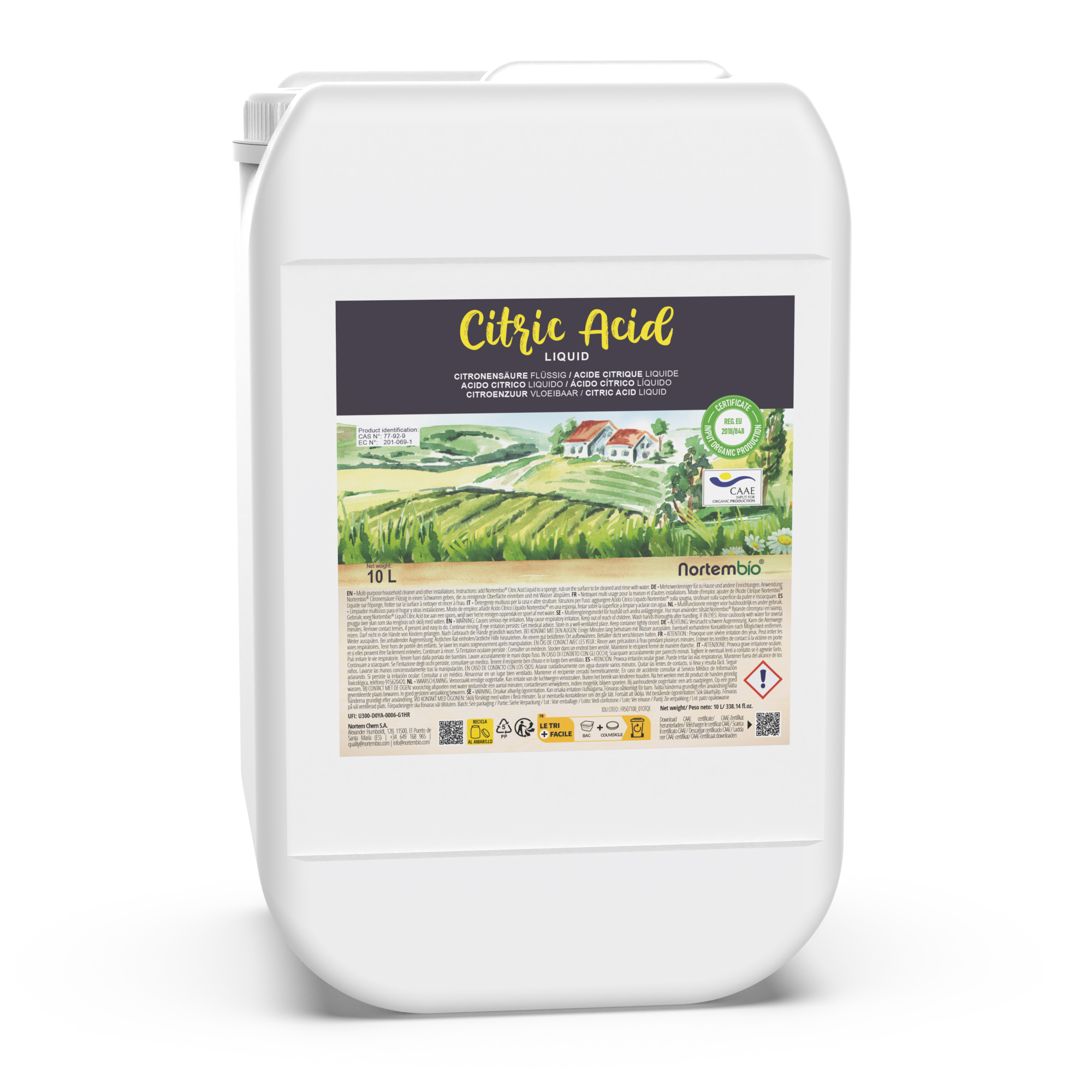 garrafa de 10L.475 Ácido Cítrico Ecológico 10 L. Cítrico Anhidro Líquido Concentrado. Insumo 100% Puro. Limpiador