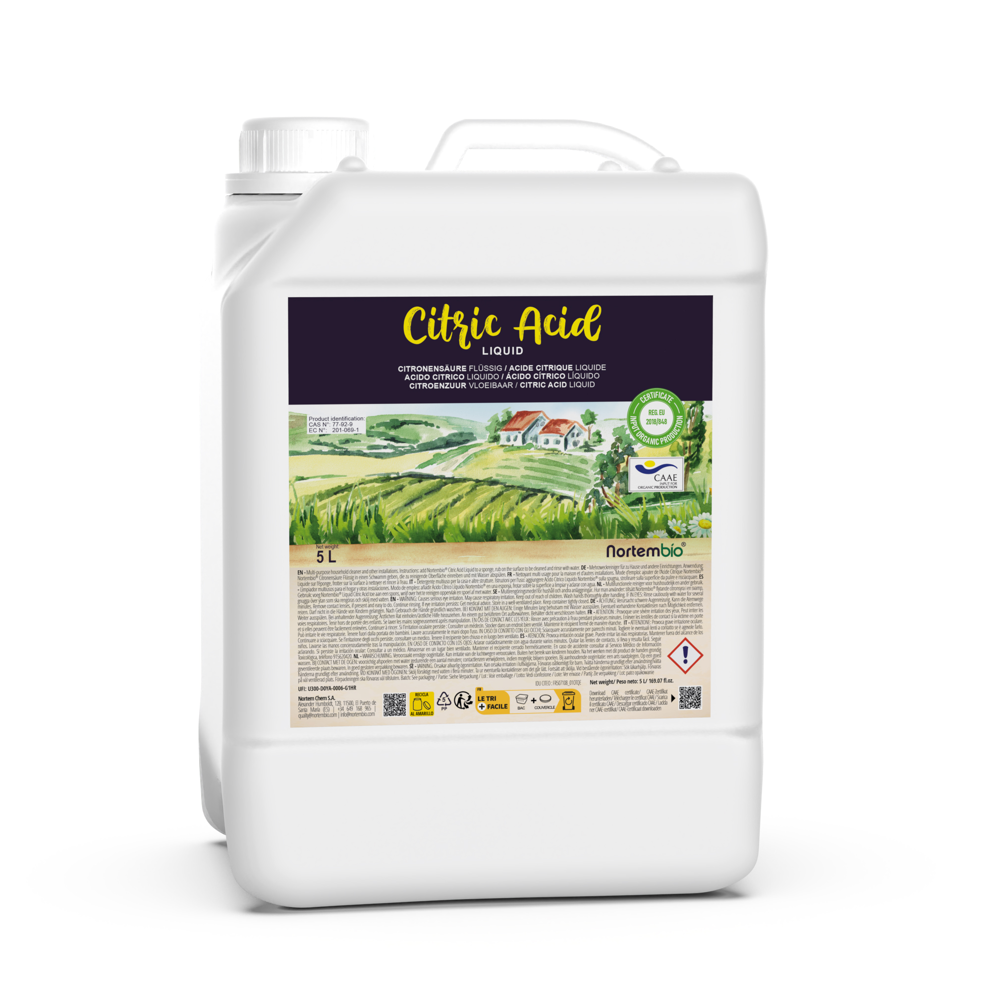garrafa de 5L.474 Ácido Cítrico 5 L. Cítrico Anhidro Líquido Concentrado. Insumo 100% Puro. Limpiador Multiusos.
