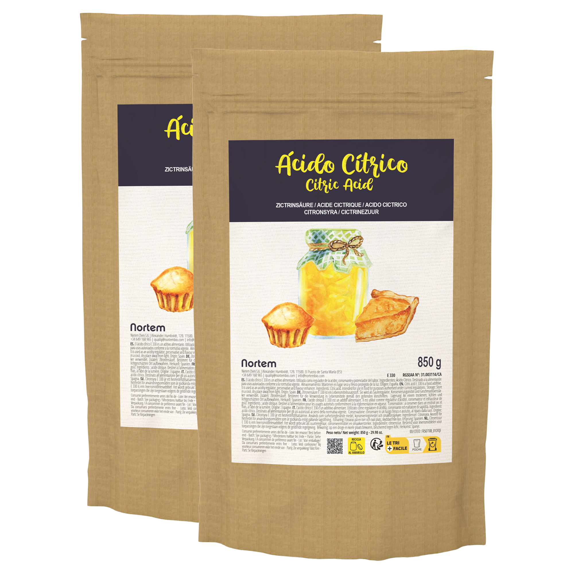 ACA2x850g Acido citrico alimentario
